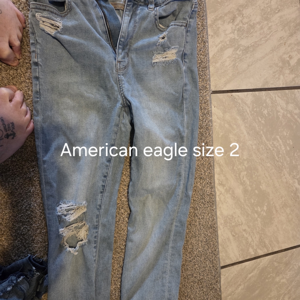American Eagle Outfitters Light Blue Distressed Skinny Jeans